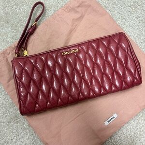 Miu Miu Red Quilted Leather Clutch